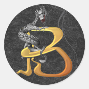 Sticker Rond Dragonlore Initial B