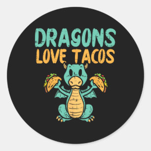 Sticker Rond Dragons Aimer Tacos Cute Cinco De Mayo Cuisine mex