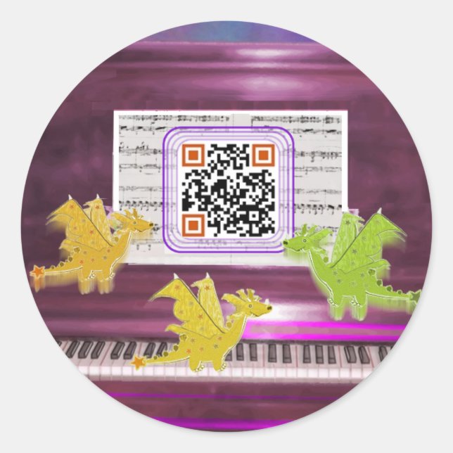 Sticker Rond Dragons de piano fou disent Avoir une grande journ (Devant)