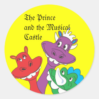 Sticker Rond DRAGONS, Le Prince et le Château Musical