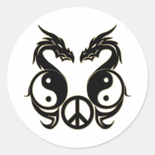 STICKER ROND DRAGONS PAISIBLES - YIN & YANG (Devant)