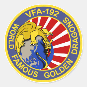 Sticker Rond Dragons VFA-192 d'or