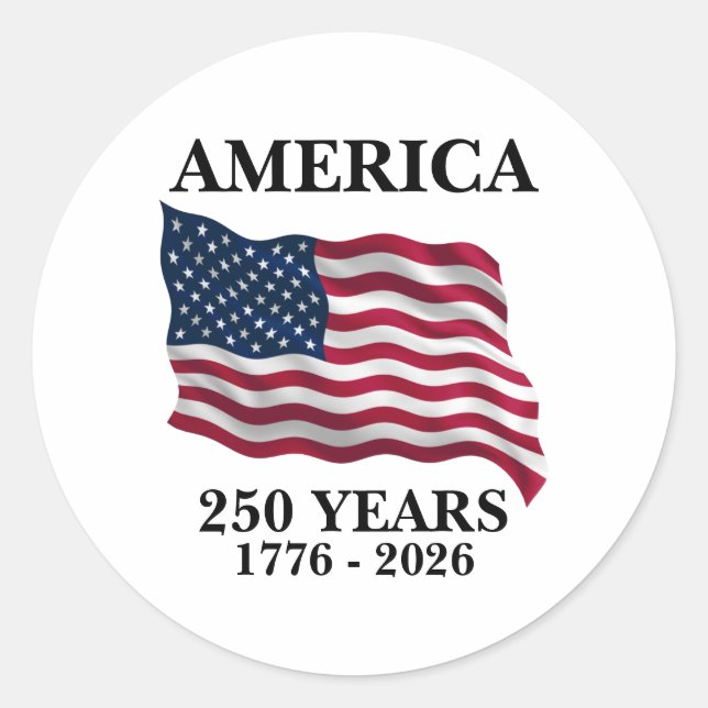 Sticker Rond Drapeau 250 ans d'Amérique (Devant)