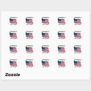 Sticker Rond Drapeau 250 ans d'Amérique