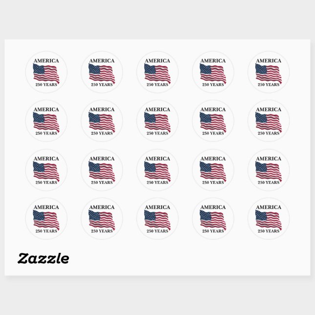 Sticker Rond Drapeau 250 ans d'Amérique (Feuille)