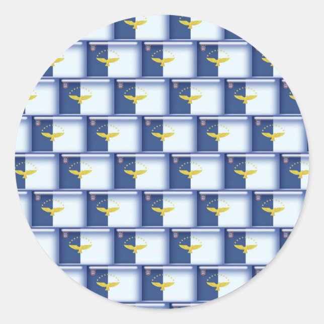 Sticker Rond Drapeau 3D Açores motif (Devant)