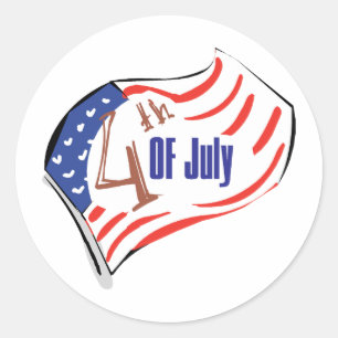 Sticker Rond Drapeau 4 juillet américain