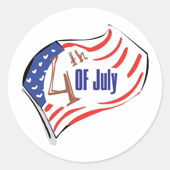Sticker Rond Drapeau 4 juillet américain (Devant)