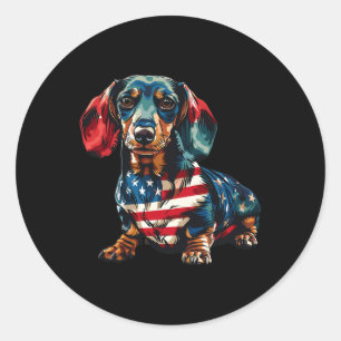 Sticker Rond Drapeau 4 juillet Drapeau Américain Pour Hommes Fe