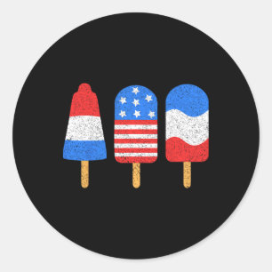 Sticker Rond Drapeau 4 juillet Pops Rouge Blanc Bleu Américain
