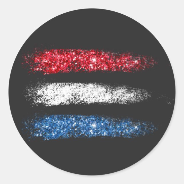Sticker Rond *~* Drapeau Abstrait moderne sur noir (Devant)