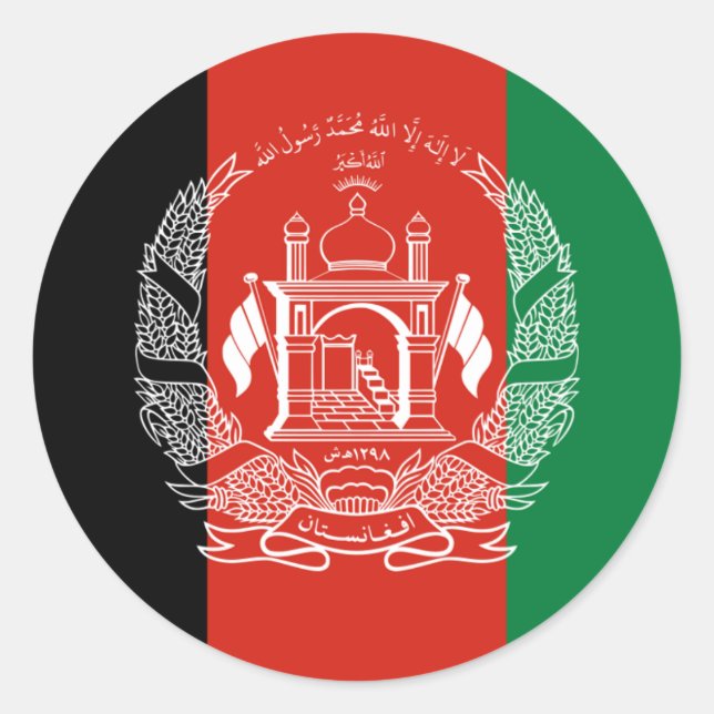 Sticker Rond Drapeau afghan, Drapeau afghan (Devant)