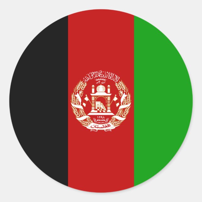 Sticker Rond Drapeau Afghanistan (Devant)