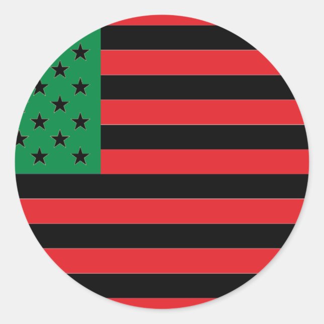 Sticker Rond Drapeau afro-américain - Noir rouge et vert (Devant)