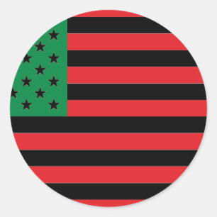 Sticker Rond Drapeau afro-américain - Noir rouge et vert