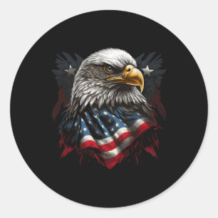 Sticker Rond Drapeau Aigle 4 juillet Fête de l'Indépendance Pat