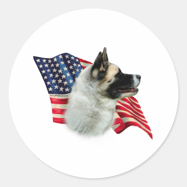 Sticker Rond Drapeau Akita; Drapeau Akita Patriotique; Drapeau  (Devant)