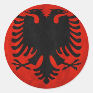 Sticker Rond Drapeau albanais