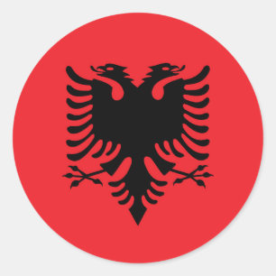 Sticker Rond Drapeau albanais