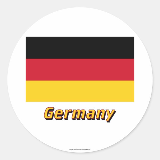 Sticker Rond Drapeau Allemagne avec nom (Devant)