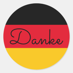 Sticker Rond Drapeau allemand couleurs Danke