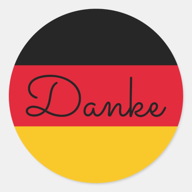 Sticker Rond Drapeau allemand couleurs Danke (Devant)