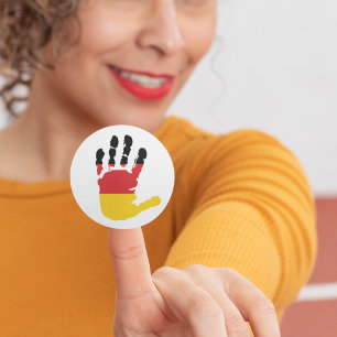 Sticker Rond Drapeau allemand Empreinte de main Fierté allemand