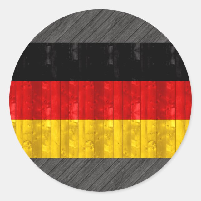 Sticker Rond Drapeau allemand en bois (Devant)