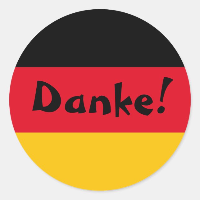 Sticker Rond Drapeau allemand Merci Danke (Devant)