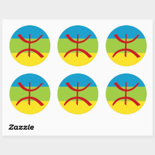Sticker Rond Drapeau Amazigh Drapeau Berber Drapeau Kabyles