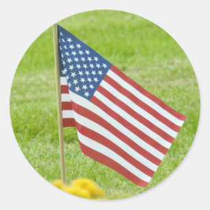 Sticker Rond Drapeau américain