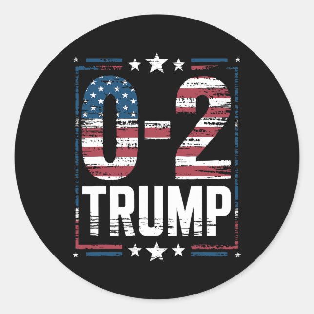 Sticker Rond Drapeau américain 0-2 Trump 2024 (Devant)