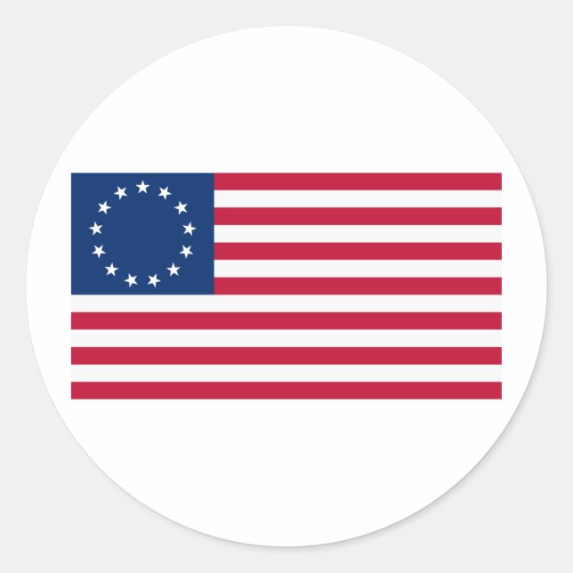 Sticker Rond Drapeau américain 13 étoiles Betsy Ross (Devant)