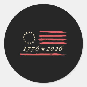 Sticker Rond Drapeau américain 13 étoiles Betsy Ross 4 juillet 