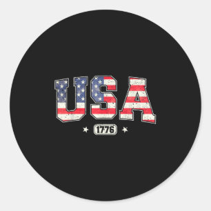 Sticker Rond Drapeau américain 1776 4 juillet Fourt patriotique