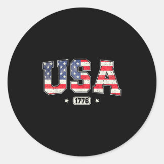 Sticker Rond Drapeau américain 1776 4 juillet Fourt patriotique