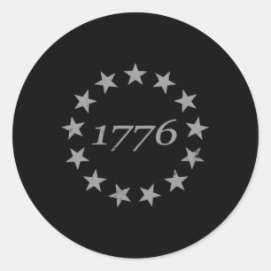 Sticker Rond Drapeau américain 1776 en détresse 13 étoiles Bets