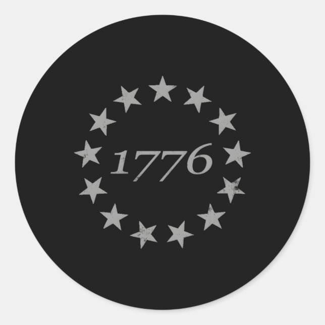 Sticker Rond Drapeau américain 1776 en détresse 13 étoiles Bets (Devant)