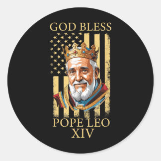 Sticker Rond Drapeau Américain 2025, Dieu bénisse le pape Leo X