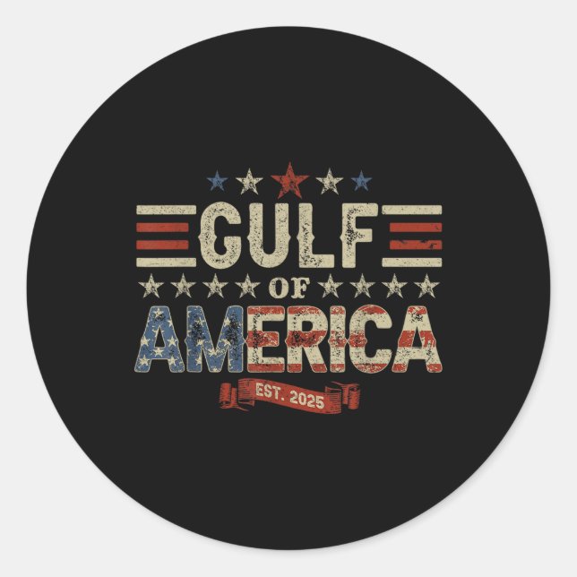 Sticker Rond Drapeau Américain 2025 Du Golfe Des Etats-Unis Est (Devant)