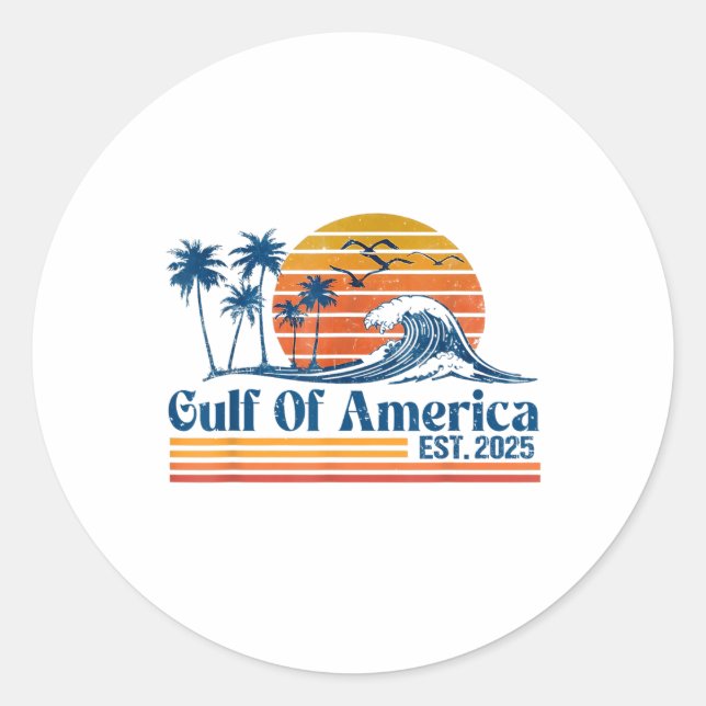 Sticker Rond Drapeau Américain 2025 Du Golfe Rétro D'Amérique E (Devant)