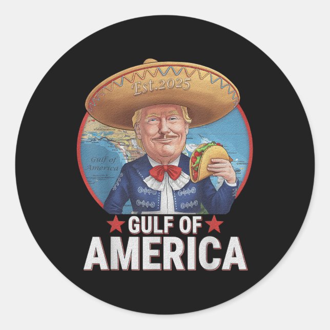Sticker Rond Drapeau Américain 2025 Du Golfe Rétro D'Amérique E (Devant)