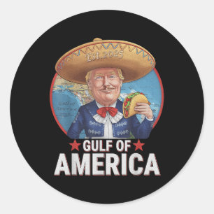 Sticker Rond Drapeau Américain 2025 Du Golfe Rétro D'Amérique E