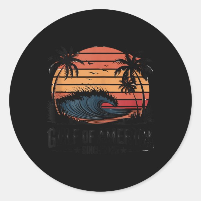 Sticker Rond Drapeau Américain 2025 Golfe Rétro Mexique (Devant)