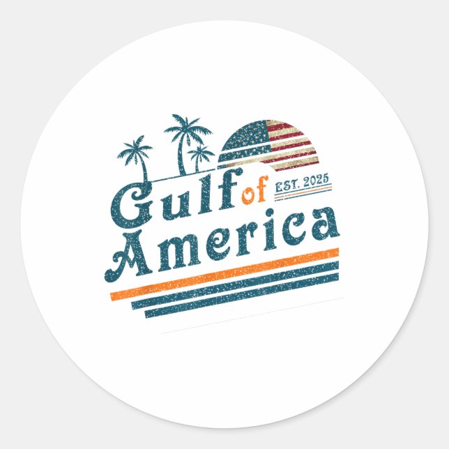 Sticker Rond Drapeau Américain 2025 Golfe Rétro Mexique (Devant)