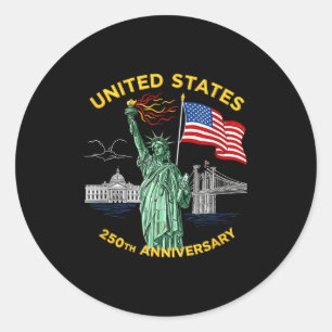 Sticker Rond drapeau américain 250 ans d'anniversaire amérique