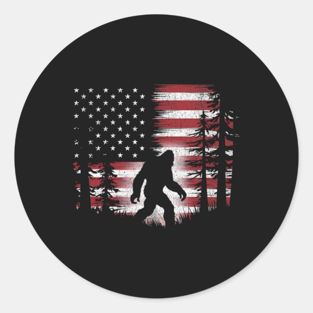 Sticker Rond Drapeau américain 4 juillet Bigfoot Patriotique Ki (Devant)