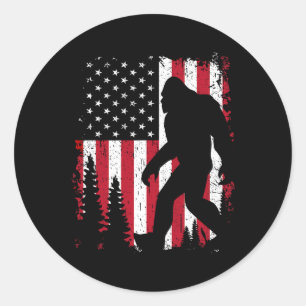 Sticker Rond Drapeau américain 4 juillet Bigfoot Patriotique Ki