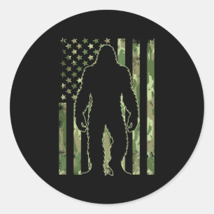 Sticker Rond Drapeau américain 4 juillet chemise Bigfoot