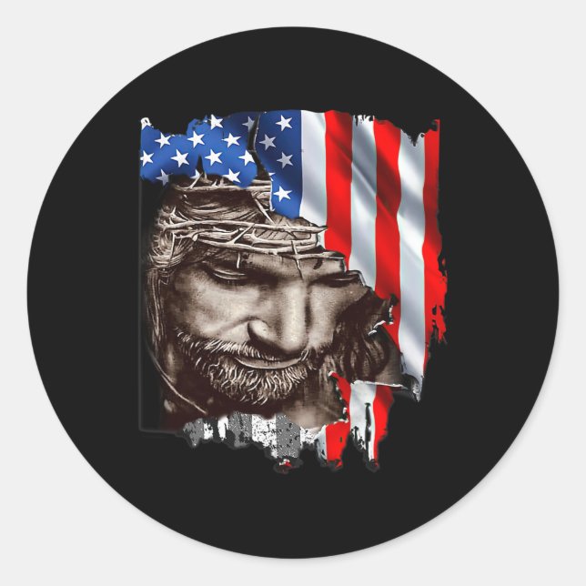 Sticker Rond Drapeau américain 4 juillet Fête de l'Indépendance (Devant)